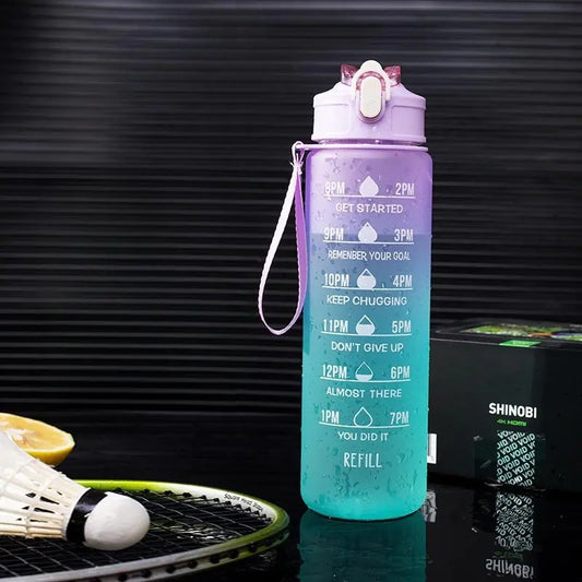 Motivational Water Bottle with Straw & Time Marker