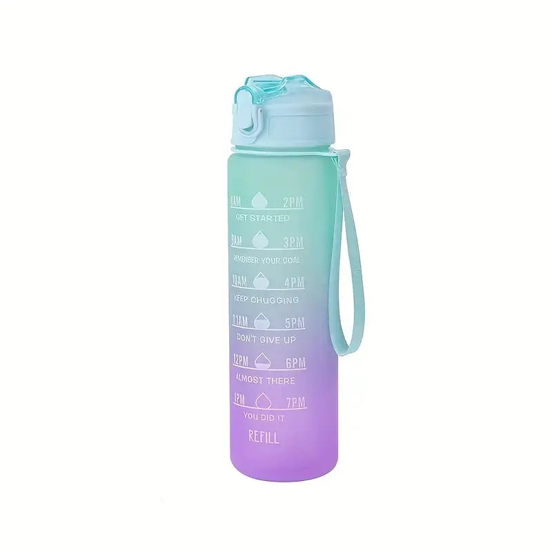 Motivational Water Bottle with Straw & Time Marker