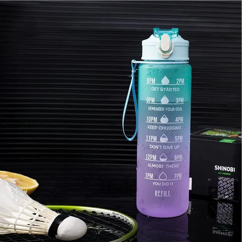 Motivational Water Bottle with Straw & Time Marker