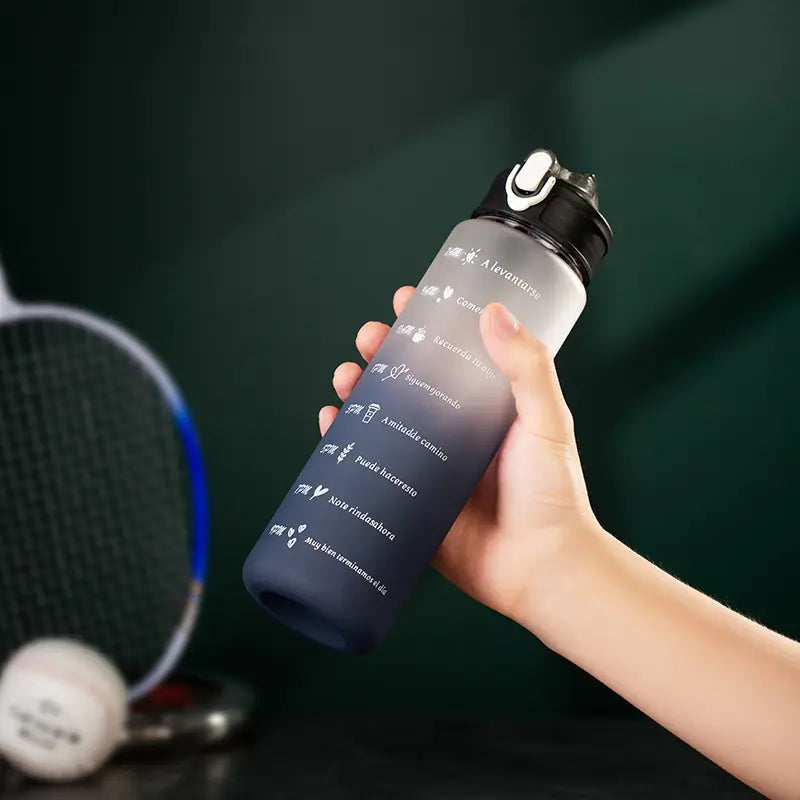 Motivational Water Bottle with Straw & Time Marker