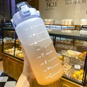 Water Bottle with Straw and Time Markings