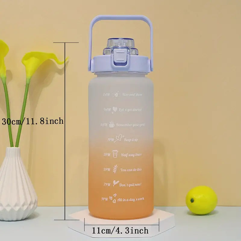 Water Bottle with Straw and Time Markings