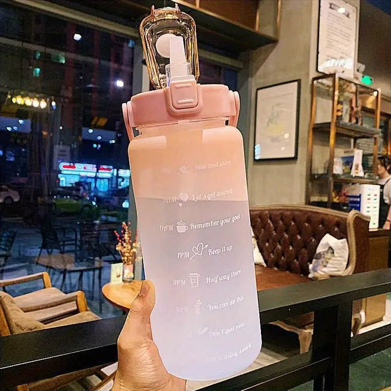 Water Bottle with Straw and Time Markings