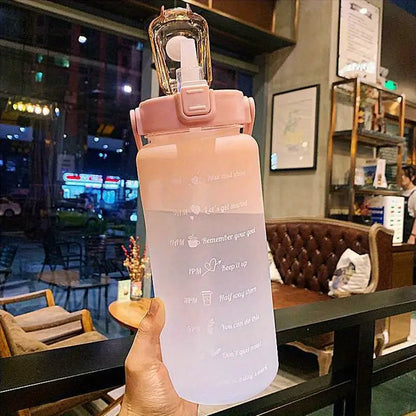 Water Bottle with Straw and Time Markings