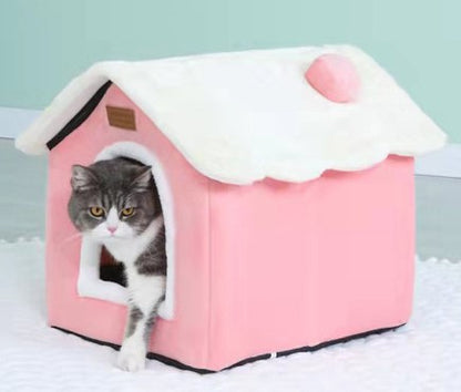 Warm Closed Dog Kennel House for Pets