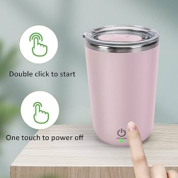 Automatic Stirring Coffee Mug with Lid, Stainless Steel
