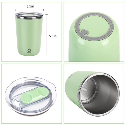 Automatic Stirring Coffee Mug with Lid, Stainless Steel