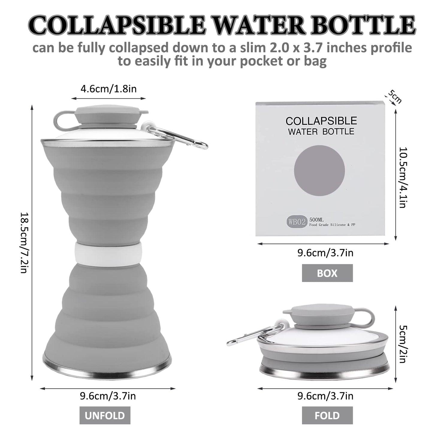 Silicone Folding Sports Bottle with Telescopic Design