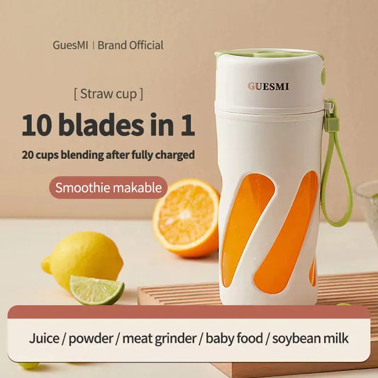 Multifunctional 10-Blade Portable Electric Juicer Cup