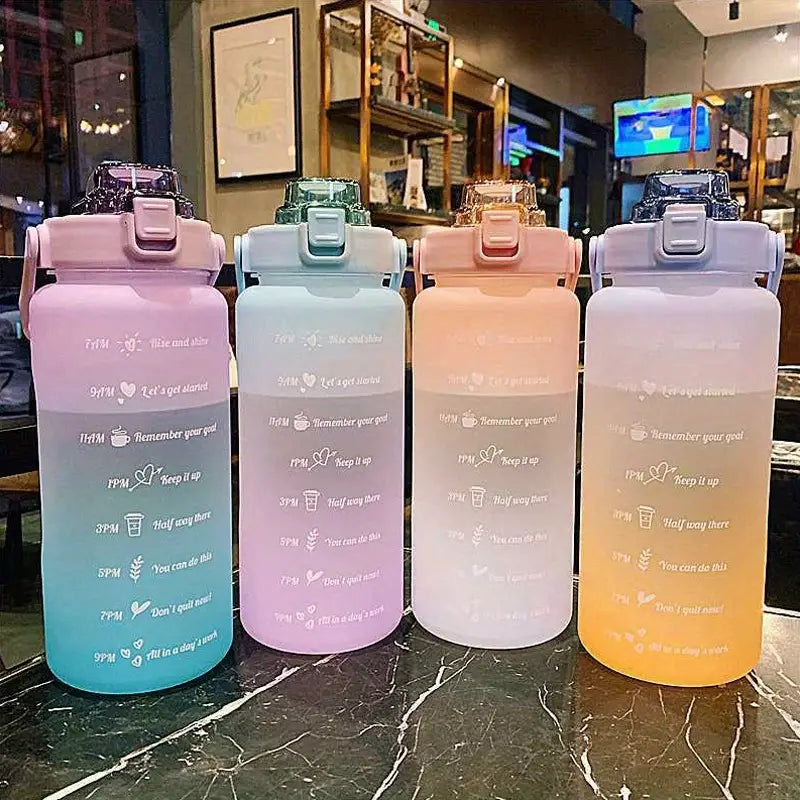 Water Bottle with Straw and Time Markings