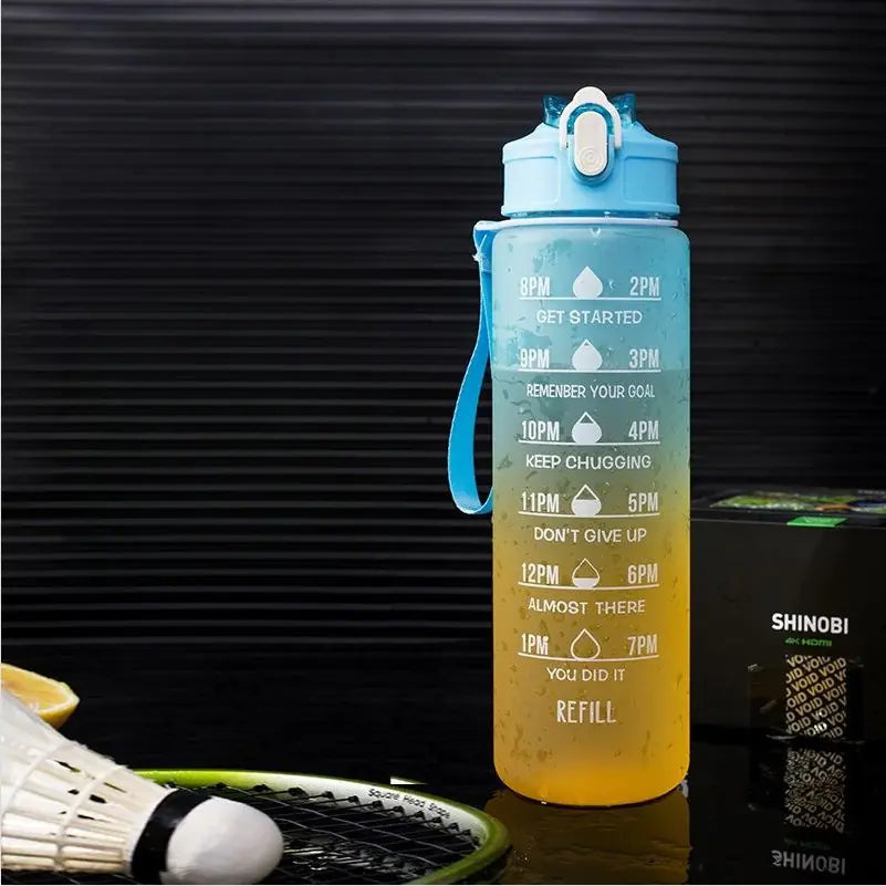 Motivational Water Bottle with Straw & Time Marker