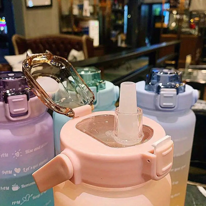 Water Bottle with Straw and Time Markings